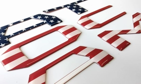 AFX 3D US Flag Raised Domed Poly Coated Tailgate Letters for 2024 2025 TAC Model US Made (US Flag)