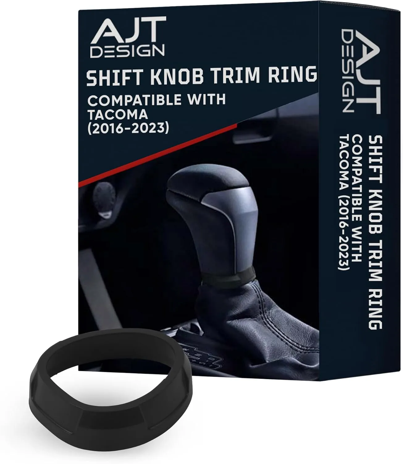 AJT DESIGN Shift Knob Trim Ring Compatible with Toyota Tacoma (2016-2023) | Chrome Delete Matte Black Finish | Compatible with Factory & TRD Pro Knob | Durable ABS Plastic | Made in USA