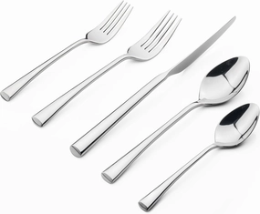 Alata Bailey 20-Piece Forged Silverware Set Stainless Steel Flatware Set,Service for 4,Mirror Polished Cutlery Set,Dishwasher Safe…