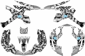 All Years Renegade 500/800/1000 Zany White Senge Graphics Kit Compatible with Can-Am