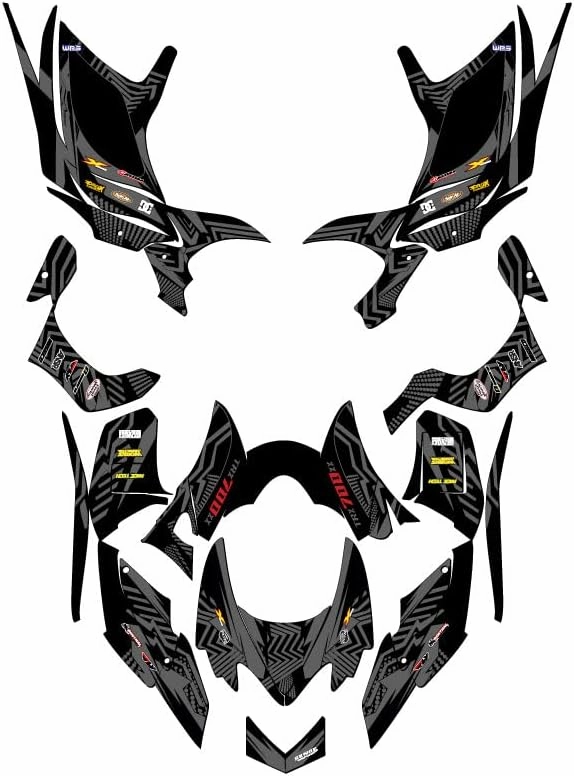 All Years TRX 700XX Mayhem Black Senge Graphics Kit Compatible with Honda