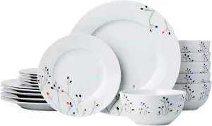 Amazon Basics 18-Piece Kitchen Dinnerware Set, Plates, Dishes, Bowls, Service for 6, Branches