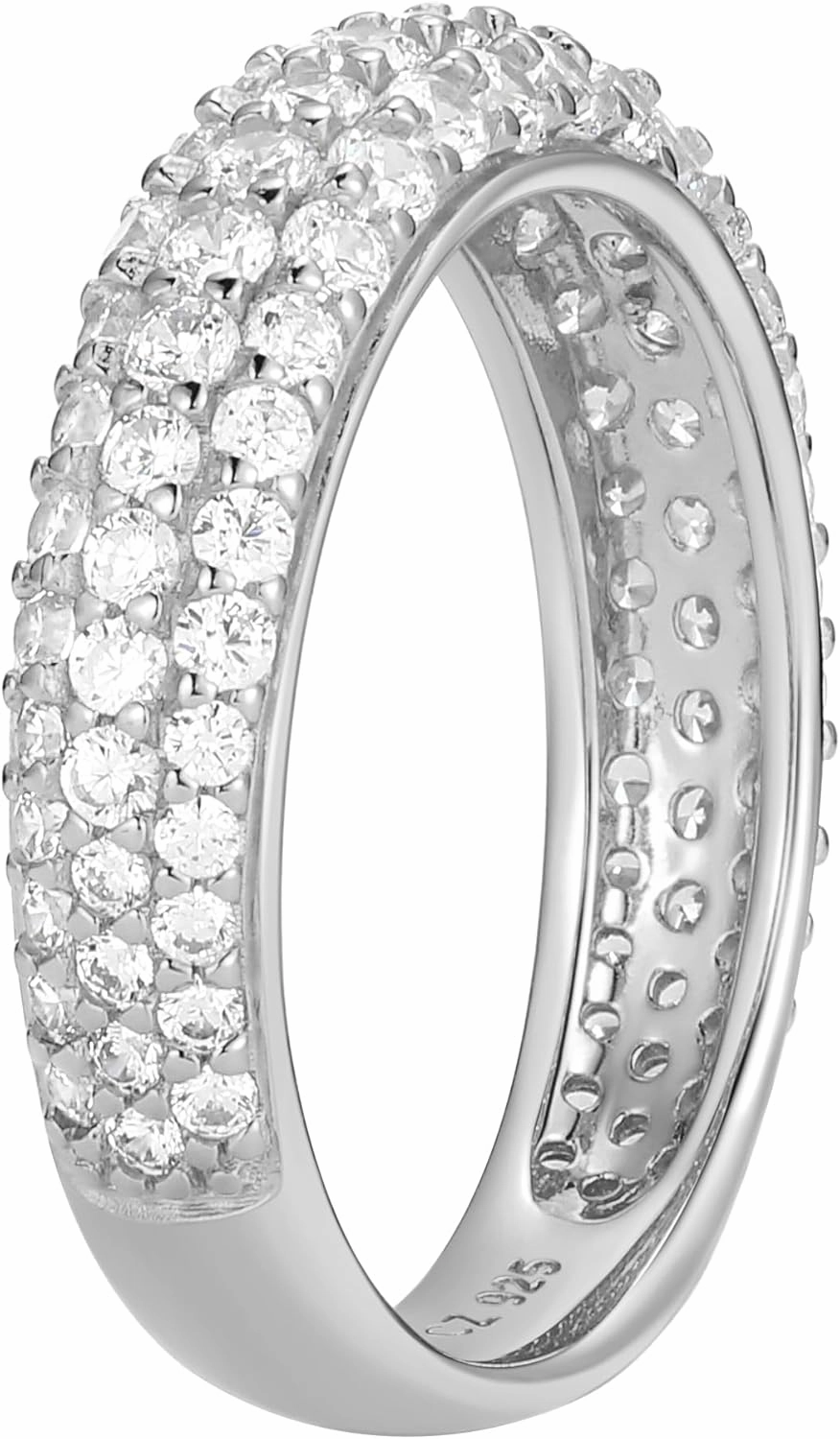 Amazon Essentials Cubic Zirconia Classic Pave Eternity Ring in Sterling Silver
