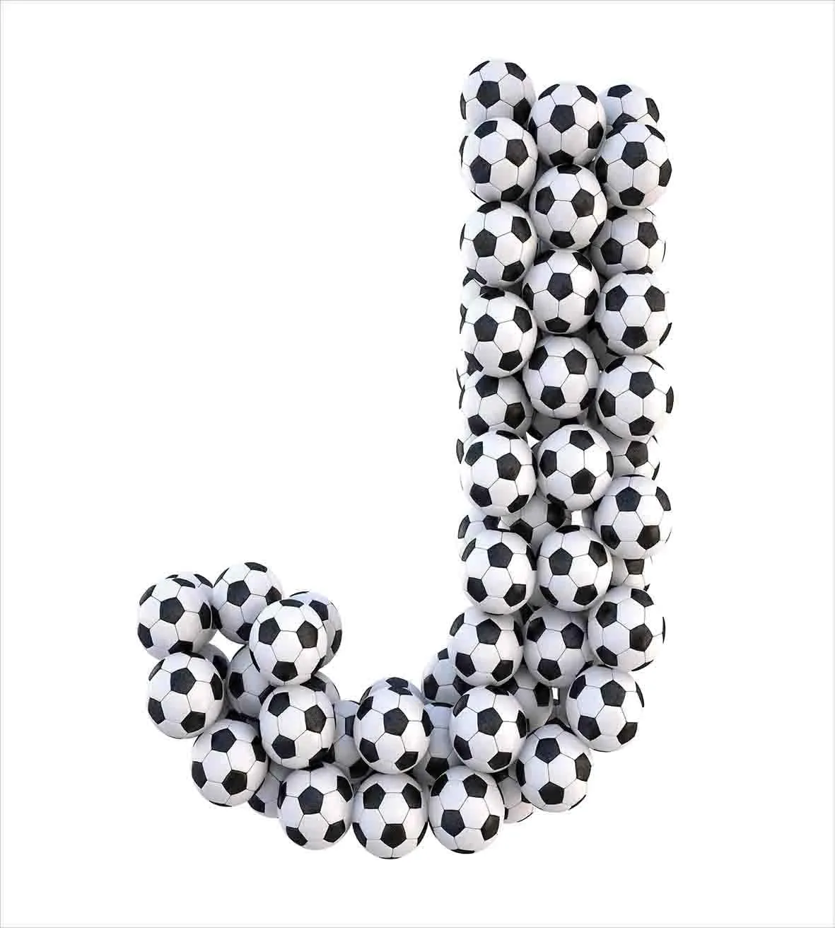 Ambesonne Letter J Duvet Cover Set, Soccer Balls in The Form of a Letter Futboll Alphabet Theme Teamplay Sports, Decorative 3 Piece Bedding Set with 2 Pillow Shams, Queen Size, Black Off White
