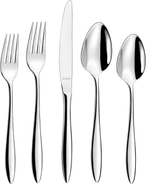 Amefa Ariane 20-piece 18/0 Stainless Steel Flatware Set, High Gloss Mirror Finish, Silverware Set Service for 4, Dishwasher Safe, Rust resistant Cutlery.