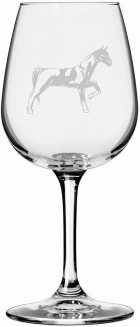 American Saddlebred Body - Alternate Horse Themed Etched All Purpose 12.75oz Wine Glass