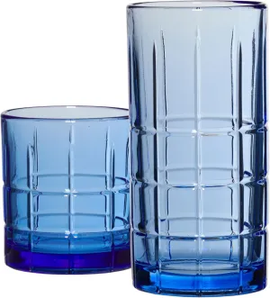 Anchor Hocking Coastal Blue Manchester Drinking Glasses (16-Pieces, 10.5 and 16-ounces, dishwasher safe)