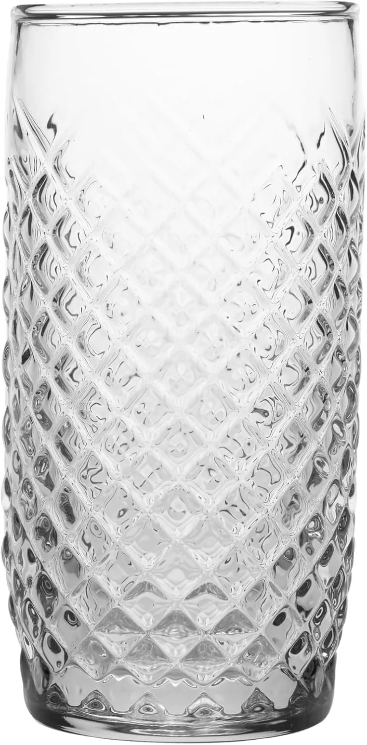 Anchor Hocking Cross Hatch Highball Drinking Glasses (4-Pieces, 16.5-ounce, dishwasher safe)