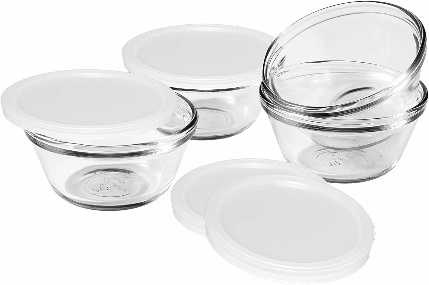 Anchor Hocking 6-Ounce Custard Cups with Lids, Set of 4