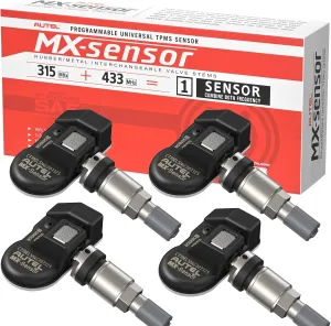 Autel TPMS Sensor Set of 4, MX-Sensor 2in 1 Dual Frequency 315MHz   433MHz Press-in OE-Level Universal TPMS Sensors Programmable by Autel TPMS Tool Compatible with TS408S TS508WF TS601 (Metal Valves)