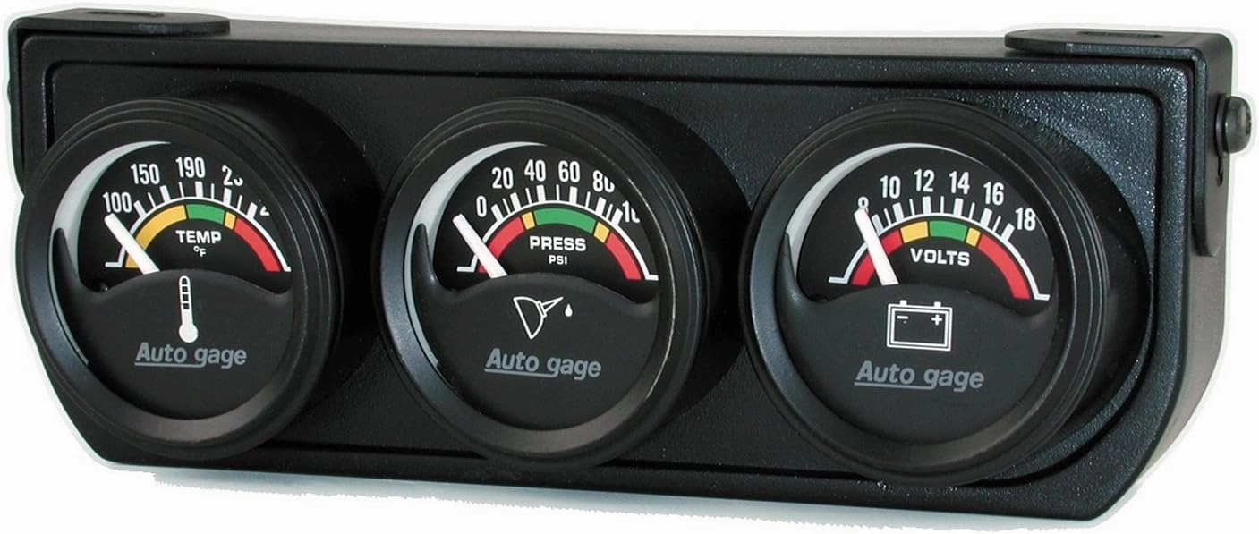 Auto Meter 2391 Autogage Electric Mini Oil/Volt/Water Gauge with Black Console 1.500 in.