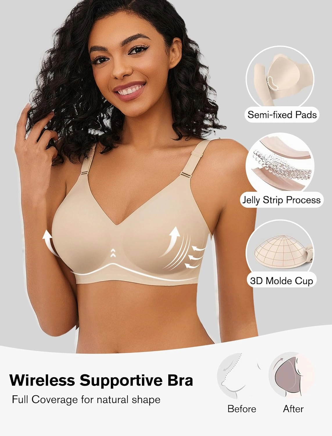 Avidlove Wireless Bras for Women Comfy Seamless Bra No Underwire Bras Full Coverage Bralettes Soft Comfortable Everyday Bra