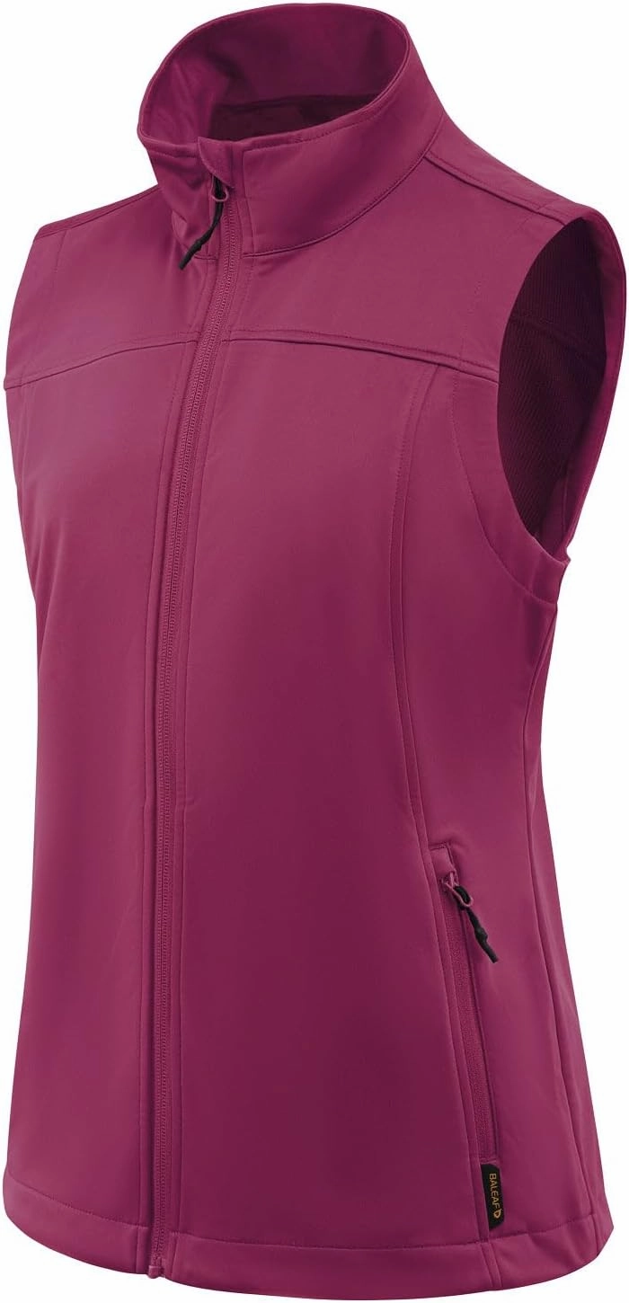 baleaf Women's Lightweight Vest Softshell Sleeveless Jacket Windproof Stand Collar with Zipper Pockets Running Hiking Golf
