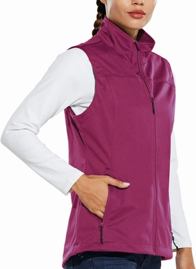 baleaf Women's Lightweight Vest Softshell Sleeveless Jacket Windproof Stand Collar with Zipper Pockets Running Hiking Golf