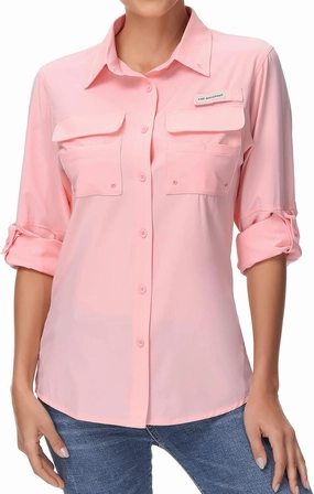 BASSDASH Women's UPF 50 Long Sleeve Fishing Hiking Button Down Shirt Performance Quick Dry FS21W