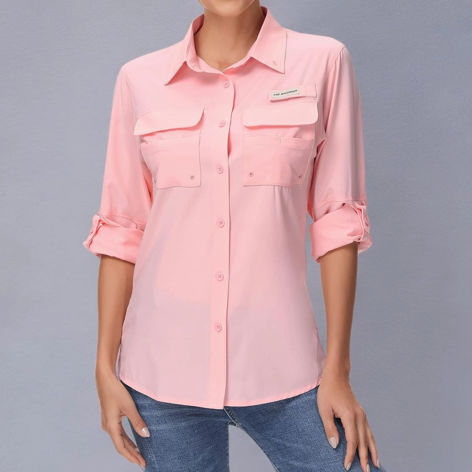 BASSDASH Women's UPF 50 Long Sleeve Fishing Hiking Button Down Shirt Performance Quick Dry FS21W