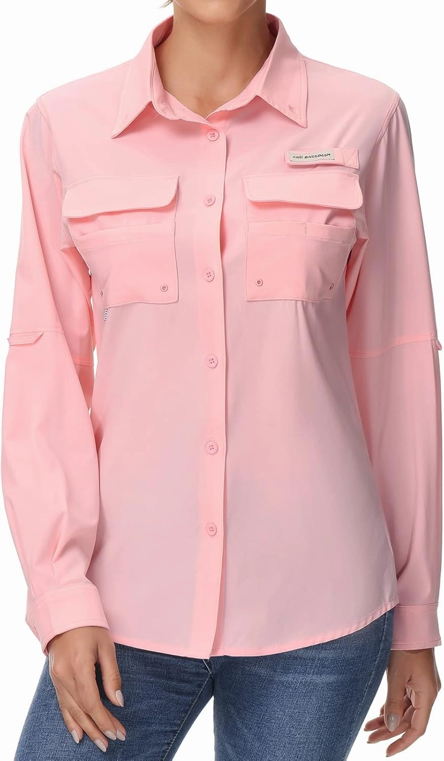 BASSDASH Women's UPF 50 Long Sleeve Fishing Hiking Button Down Shirt Performance Quick Dry FS21W