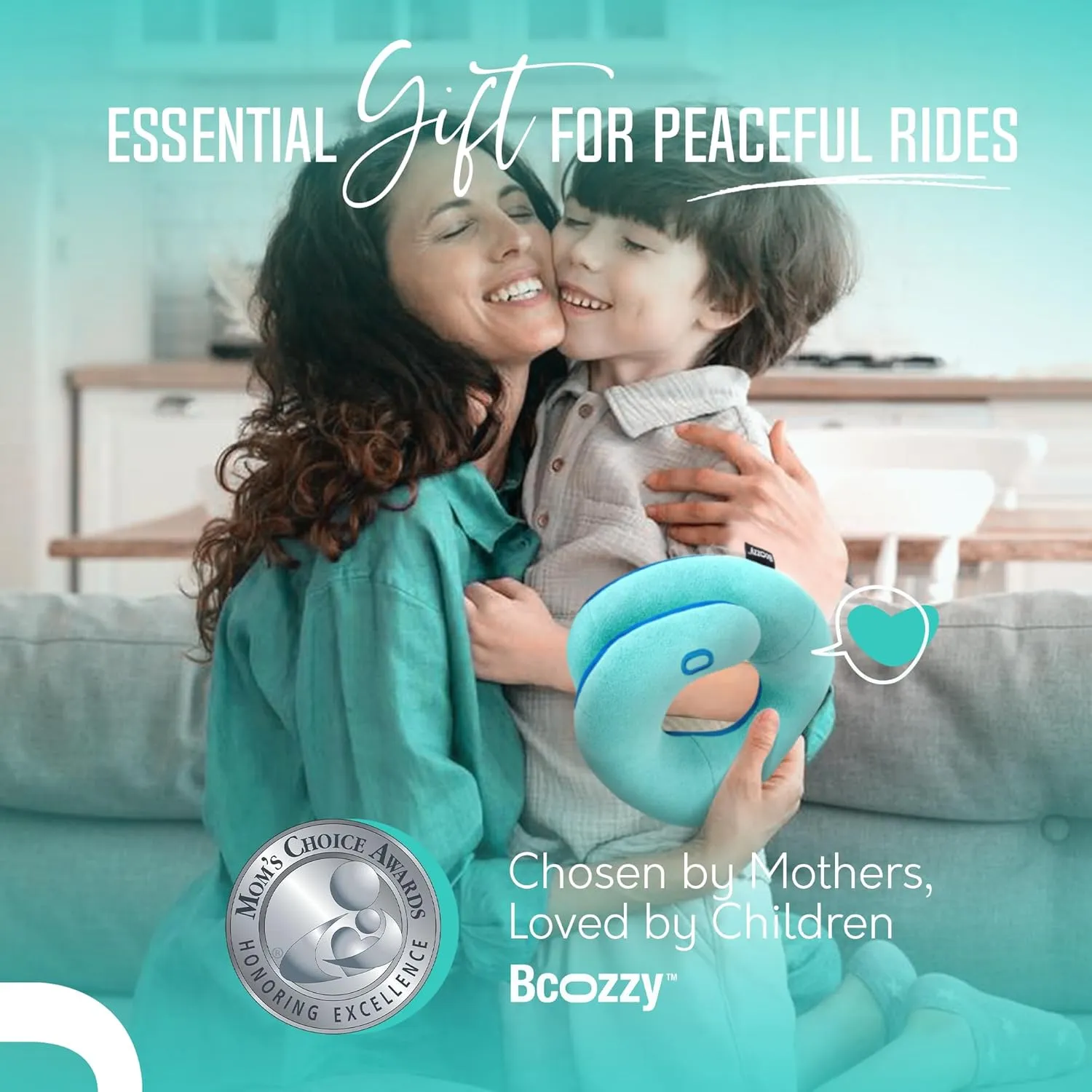 BCOZZY Kids Travel Neck Pillow (3-7 Y/O)- Patented Soft Toddler Pillow for Head & Chin Support in Car Seat, Airplane, and Road Trip Sleeping. Adjustable Size. Fully Washable. Carry Bag. Small, Gray