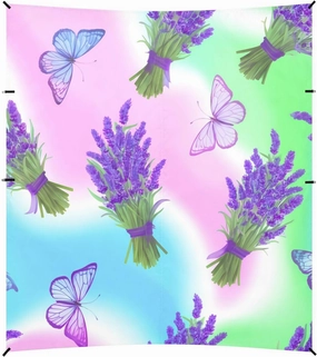 Beach Canopy with Windproof Ropes & Sandbags, Easy Setup Beach Shade Canopy for Camping, Trips, Fishing, Backyard Fun or Picnics, (Bouquets of Lavender with Ribbons)