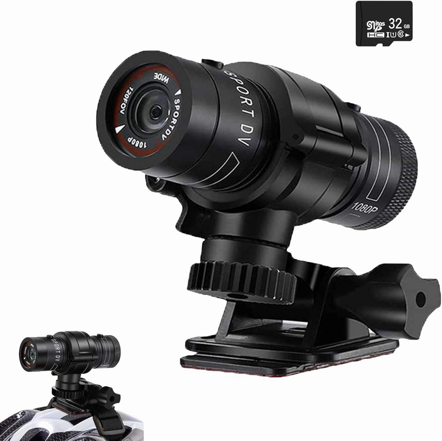 Bicycle Motorbike Helmet Camera, HD 1080P Sports Action Camera, Motorcycle Helmet Camera Waterproof Bike Video Camera, for Outdoor Wilderness (TF32G)