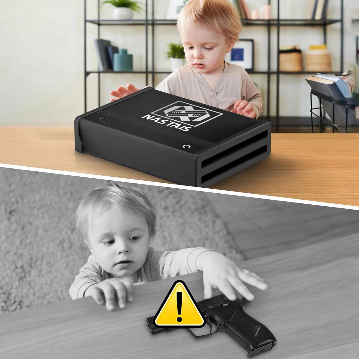 Biometric Fingerprint Gun Safe Pistol Safe 4 Ways 0.1S Quick Access, Fingerprint/Passcode/Key/App Unlock, Large Capacity Handgun Safe for 2 Pistols