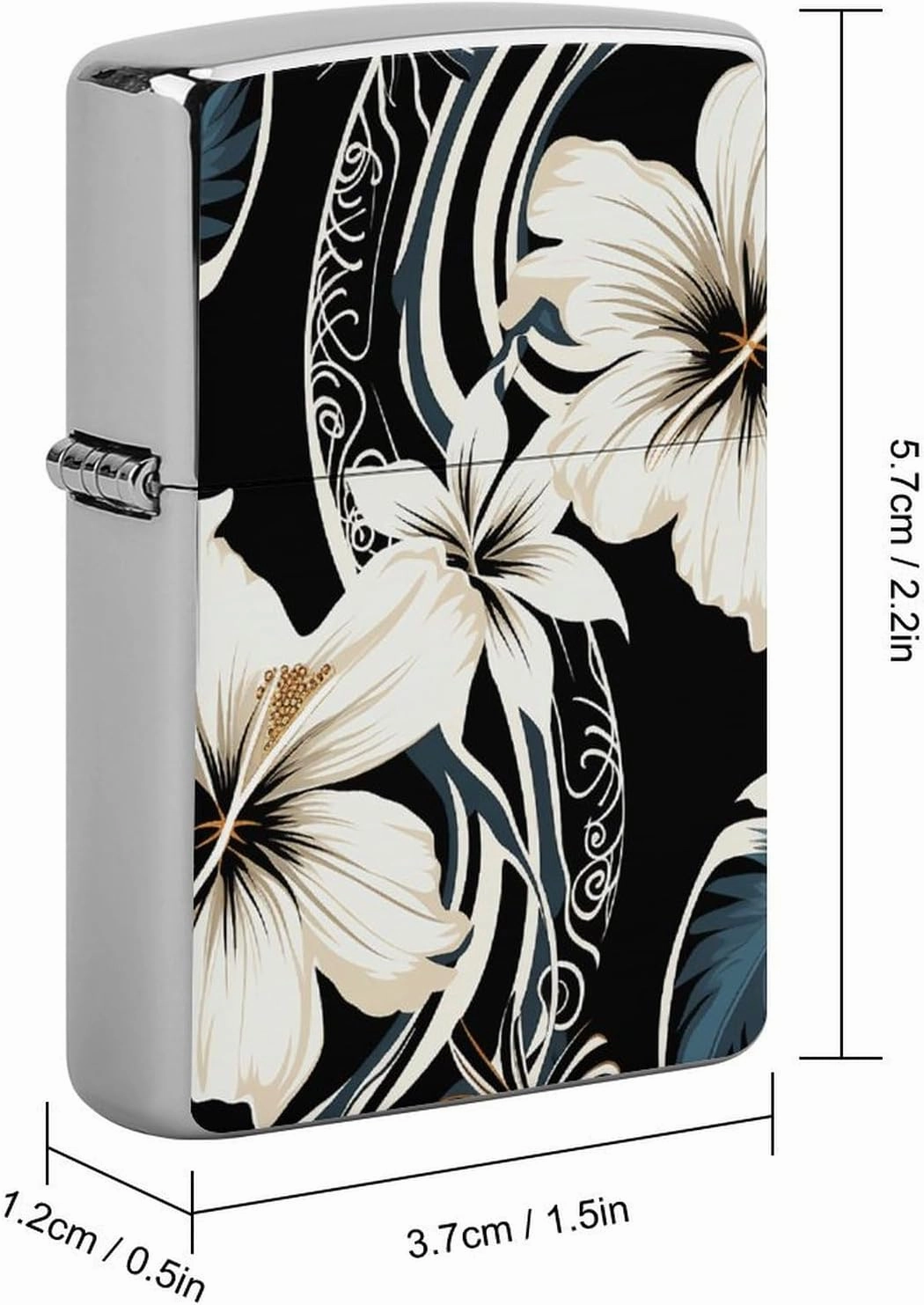 Black and White Hawaiian FlowersLighter Case Waterproof Lighter Sleeve Lighters Protective Cover with Graffiti Design