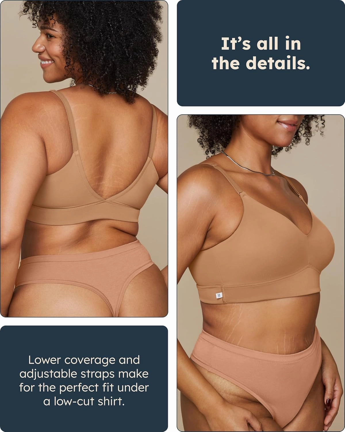 Bliss Triangle Bralette - Ultra-Soft & Lightweight, Deep V Bralette for Women