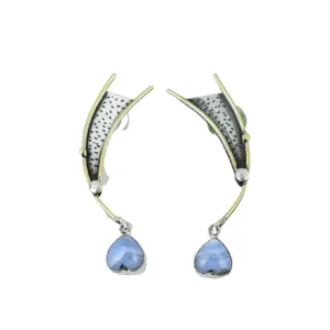 Blue Lace Agate Stud Earring, Handmade Earring Women, Statement Silver Earring, Agate Gemstone Earring, Heart Agate Stud Earring, Pushback Silver Earring, 925 Silver Earring, Valentine Day Gift