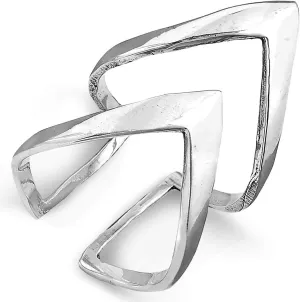 Boho-Magic Sterling Silver Chevron Ring for Women Statement Large Wide Band Full Finger