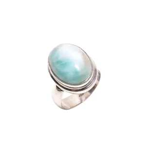 BohoSilverCraft Larimar Rings, 925 Silver Ring, Larimar Ring For Women, Prestolite Larimar Ring, Handmade Ring, Boho Silver Ring, Statement Ring, Bezel Set Ring, Unique Larimar Ring, Promise Gift