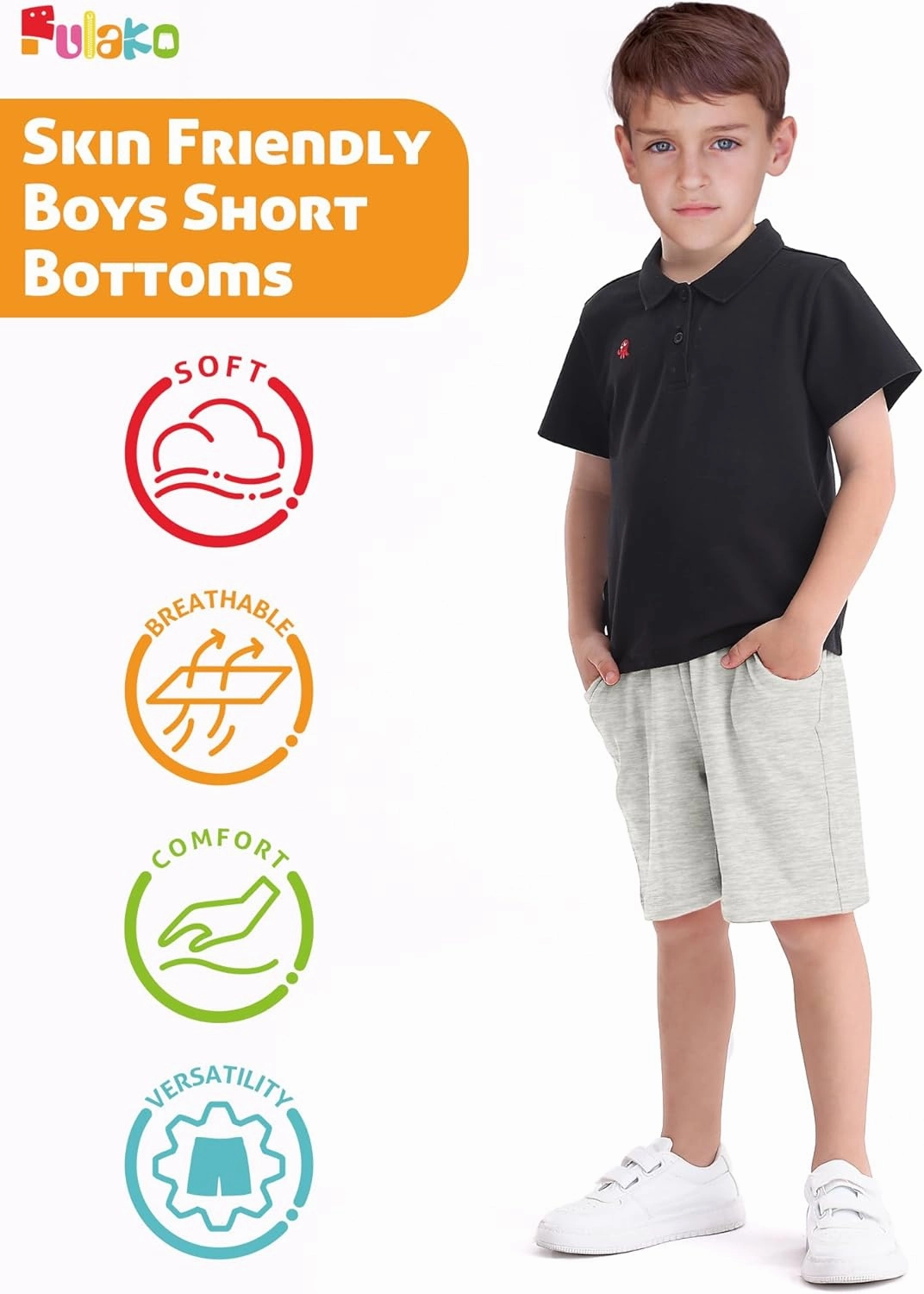 Boys Shorts 4-Pack Toddler Baby Pull on Short Casual Athletic Jogger Elastic Waistband Quick Dry Knit Shorts