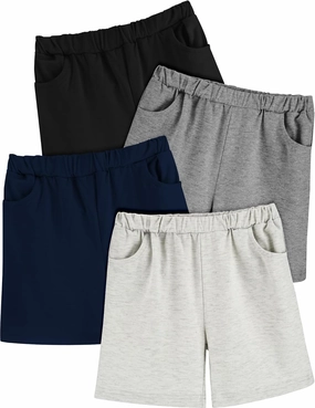 Boys Shorts 4-Pack Toddler Baby Pull on Short Casual Athletic Jogger Elastic Waistband Quick Dry Knit Shorts