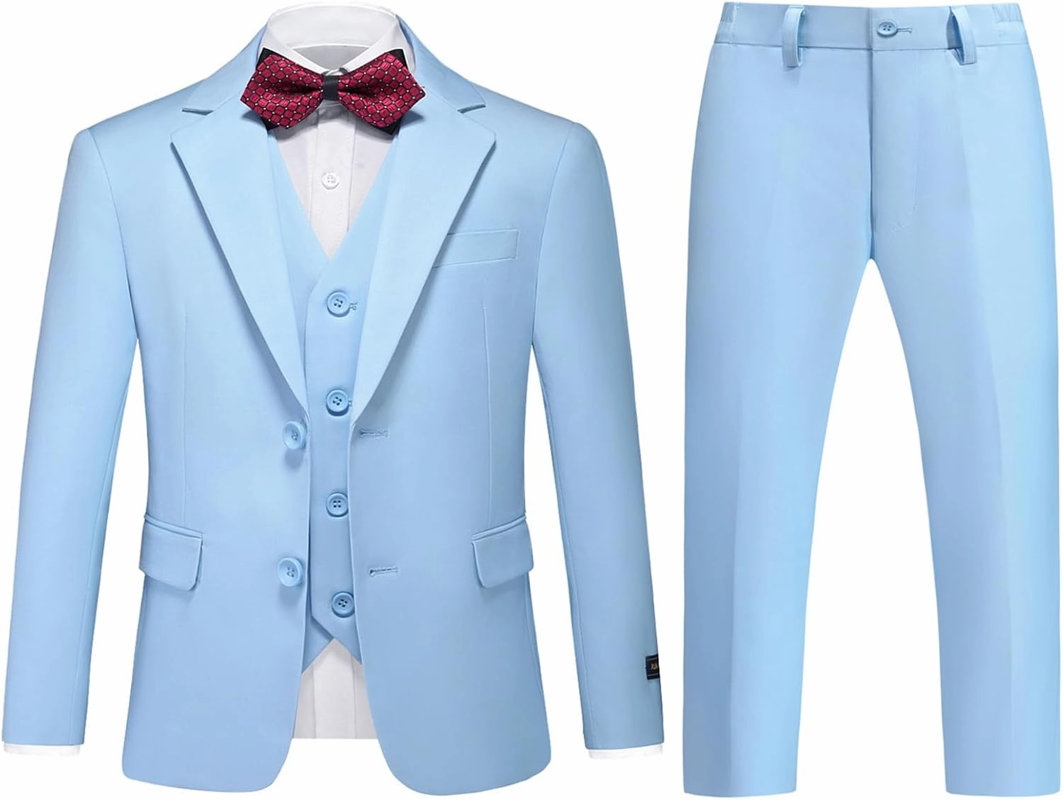 Boys Suits Solid Slim Fit Tuxedo 3 Piece Set with Blazer Jacket Dressing Pants Vest for Kids Wedding Prom Ring Bearer Outfit