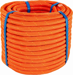 Braided Polyester Rope - 1/2 in x 125 ft Strong Arborist Rigging Rope High Strength Polyester Rope No-Stretch Rope for Climbing Tree Swing Pulling Sailing 8400 Lbs Breaking Strength(Orange)