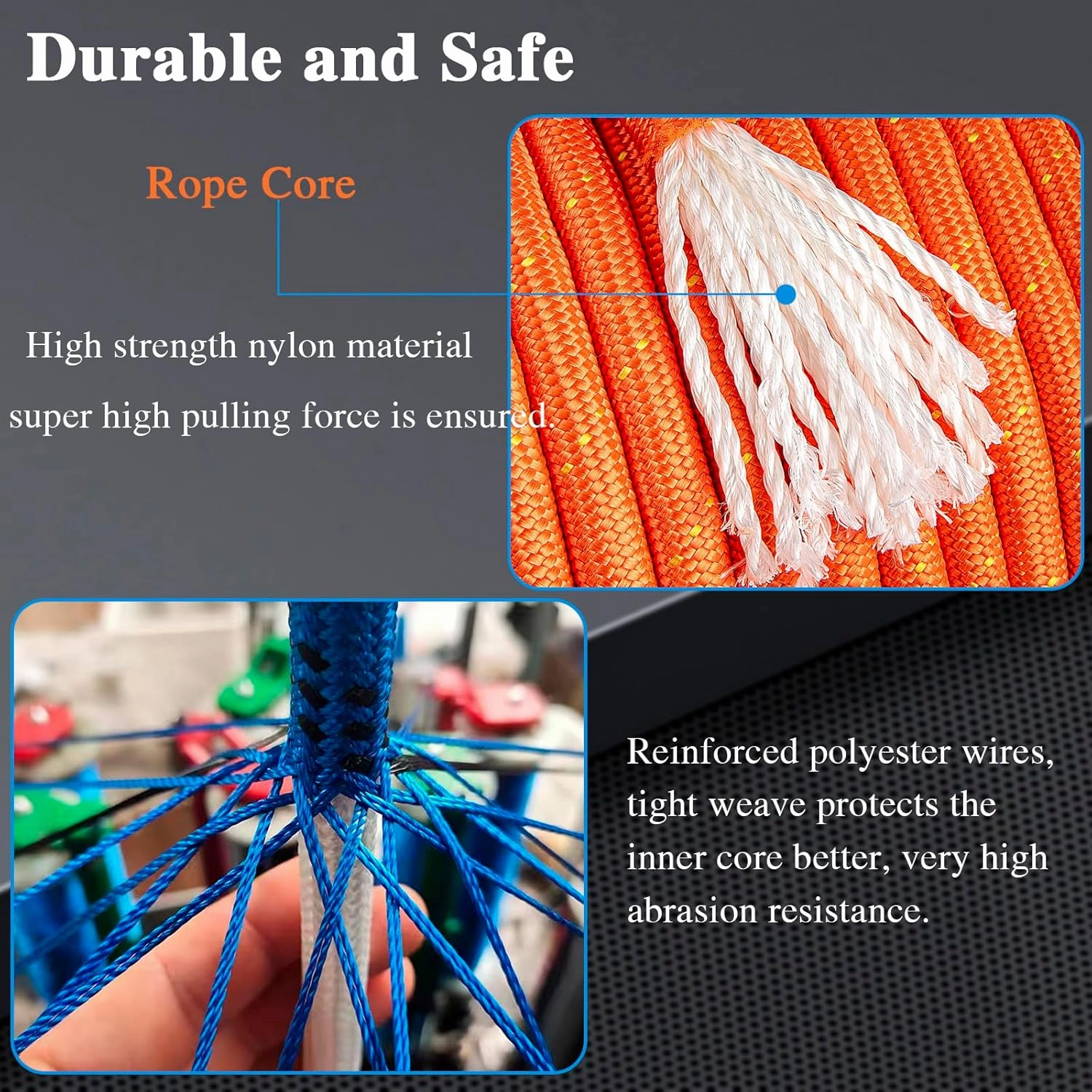 Braided Polyester Rope - 1/2 in x 125 ft Strong Arborist Rigging Rope High Strength Polyester Rope No-Stretch Rope for Climbing Tree Swing Pulling Sailing 8400 Lbs Breaking Strength(Orange)
