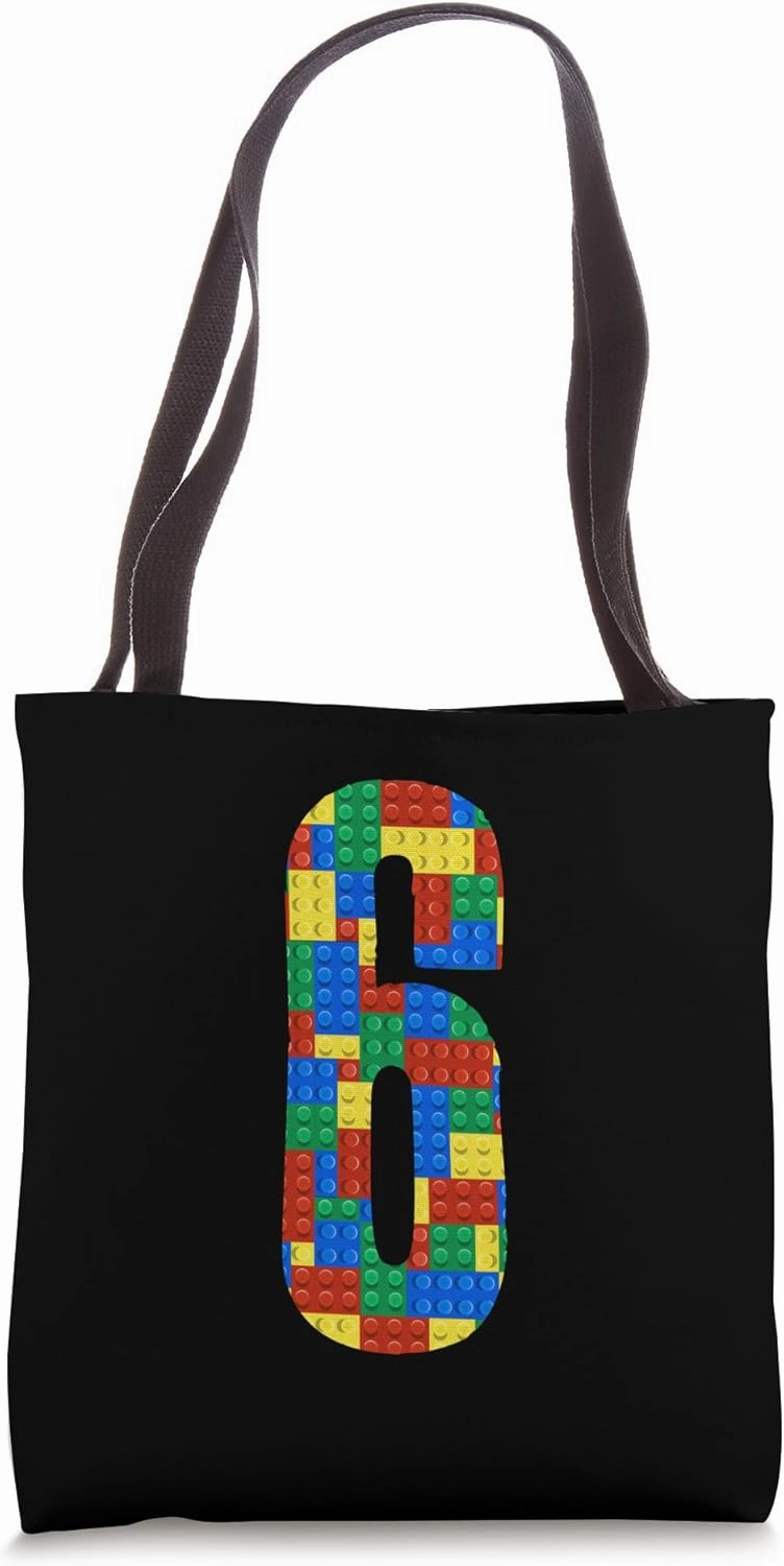 Building Block Toy Blocks 6 Years Old 6th Birthday Tote Bag