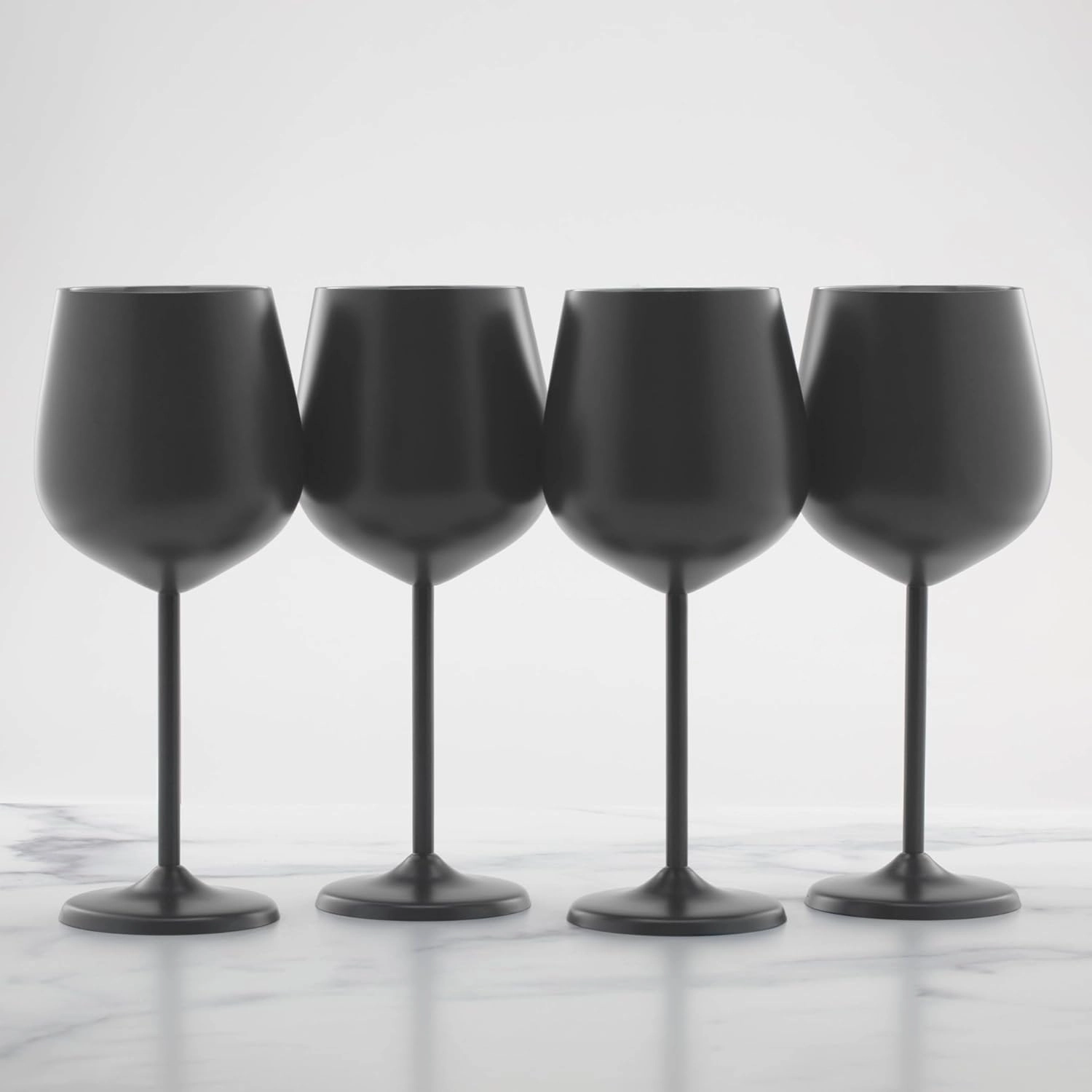 Cambridge Silversmiths 4 Piece Set of 18 oz Brushed Black All Purpose Single Wall Wine Glasses