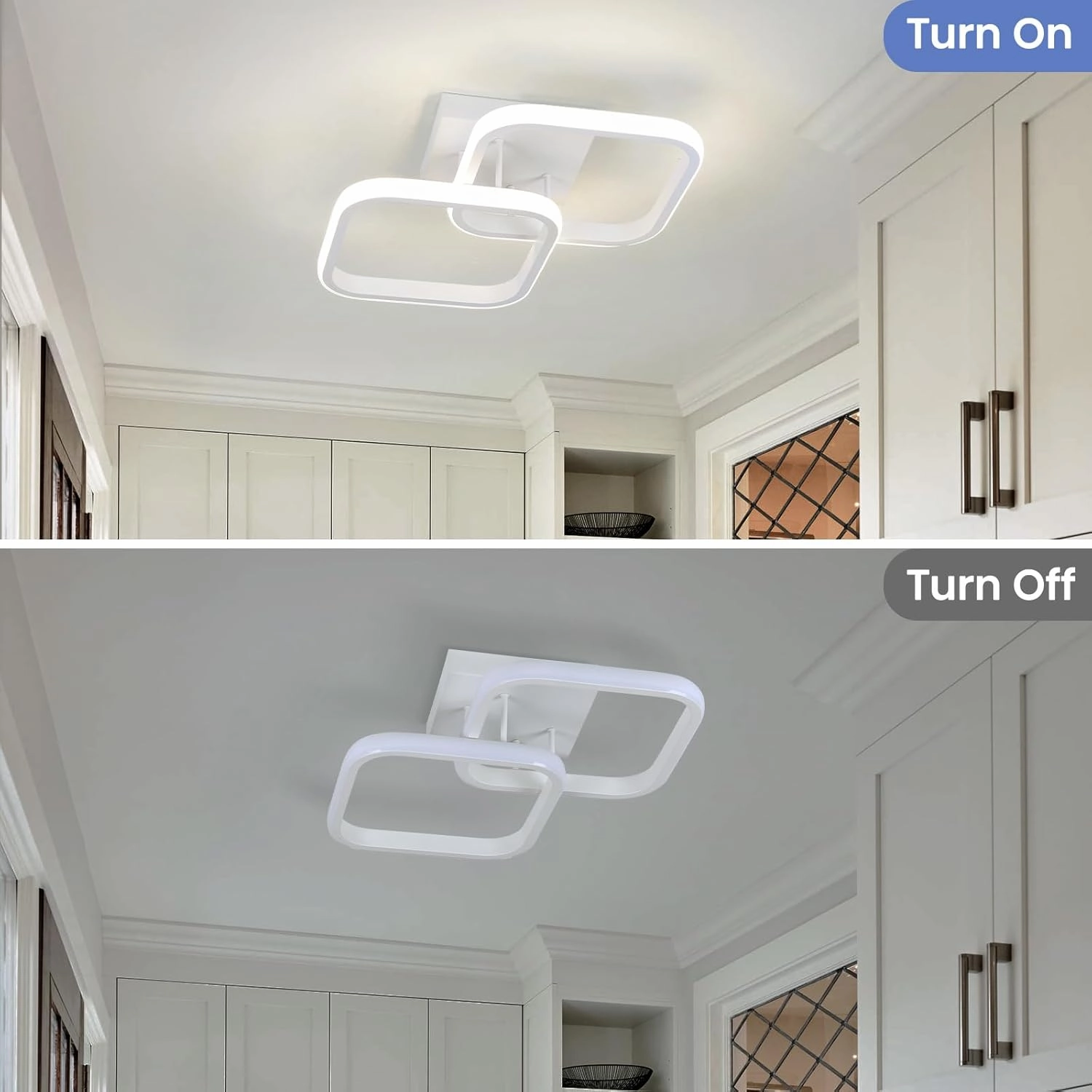 CANEOE Led Ceiling Light Fixture,4500K Modern Hallway Light fixtures Ceiling Lighting,White Square Close to Ceiling Lights for Bathroom Bedroom Kitchen Balcony Stair Small Ceiling Lamp (White, 4500K)