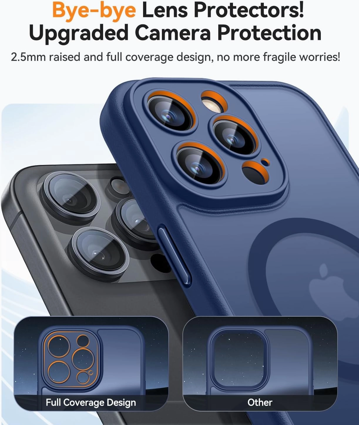 CANSHN Magnetic Compatible with iPhone 13 Pro Max Case, Upgraded [Full Camera Protection] [Compatible with Magsafe] [Translucent Matte] Shockproof Protective Phone Case Cover 6.7 Inch - Deep Blue