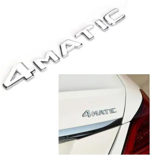 Car 3D 4MATIC ABS Letter Emblem Replacement Car Badge Decals Logo Trunk Decoration Emblem Modification Fit Mercedes Benz(Silver)
