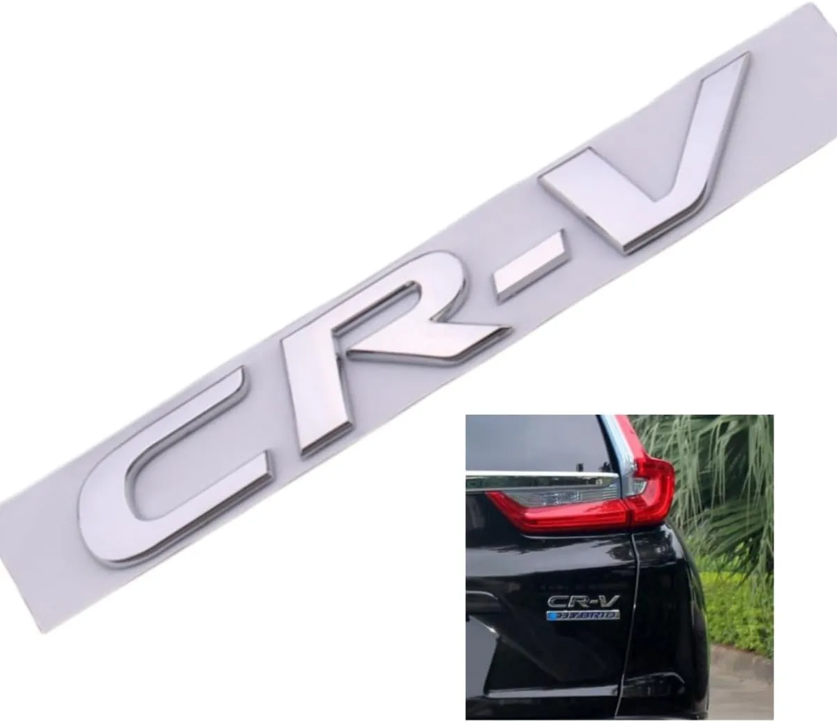 Car 3D Rear Tail Letter Emblem Replacement for CR-V Car Badge Decals Logo Trunk Decoration Emblem Modification(Silver)