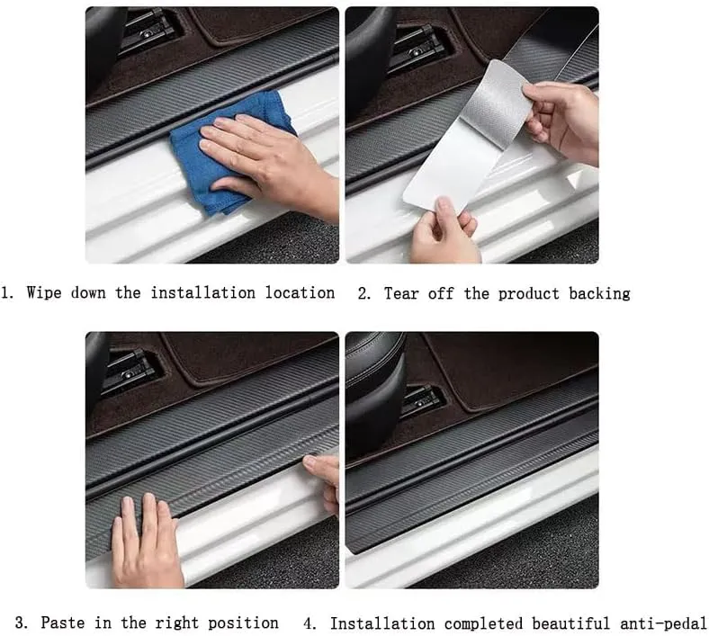 Car Door Sill Protector for Mazda Biante 2008-2018, Carbon Fiber Leather Edge Guards Anti-Scratch Scuff Plate Entry Guard Stickers Welcome Pedal Protectors Car Accessories,9PCS