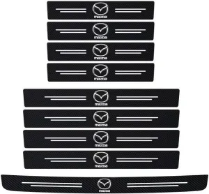 Car Door Sill Protector for Mazda Biante 2008-2018, Carbon Fiber Leather Edge Guards Anti-Scratch Scuff Plate Entry Guard Stickers Welcome Pedal Protectors Car Accessories,9PCS