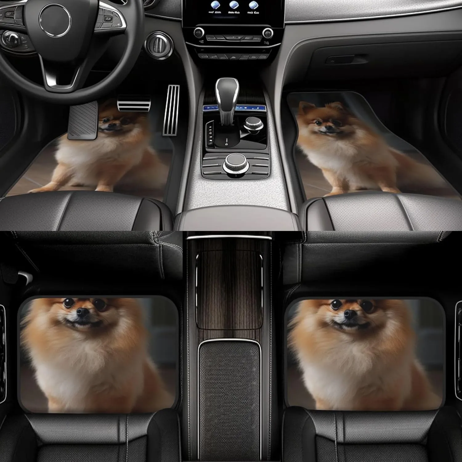 Car Floor Mats All-Weather Front Rear Car Floor Foot Mat Sets of 4 Pieces Universal Car Foot Mat Pomeranian Dog on Wooden Floor Car Mats Non-Slip Automotive Floor Mats for SUV Vans sedans Trucks