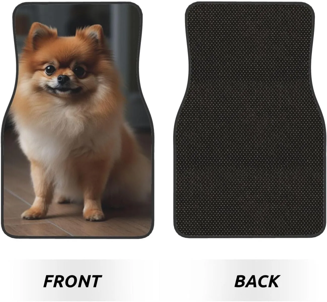 Car Floor Mats All-Weather Front Rear Car Floor Foot Mat Sets of 4 Pieces Universal Car Foot Mat Pomeranian Dog on Wooden Floor Car Mats Non-Slip Automotive Floor Mats for SUV Vans sedans Trucks