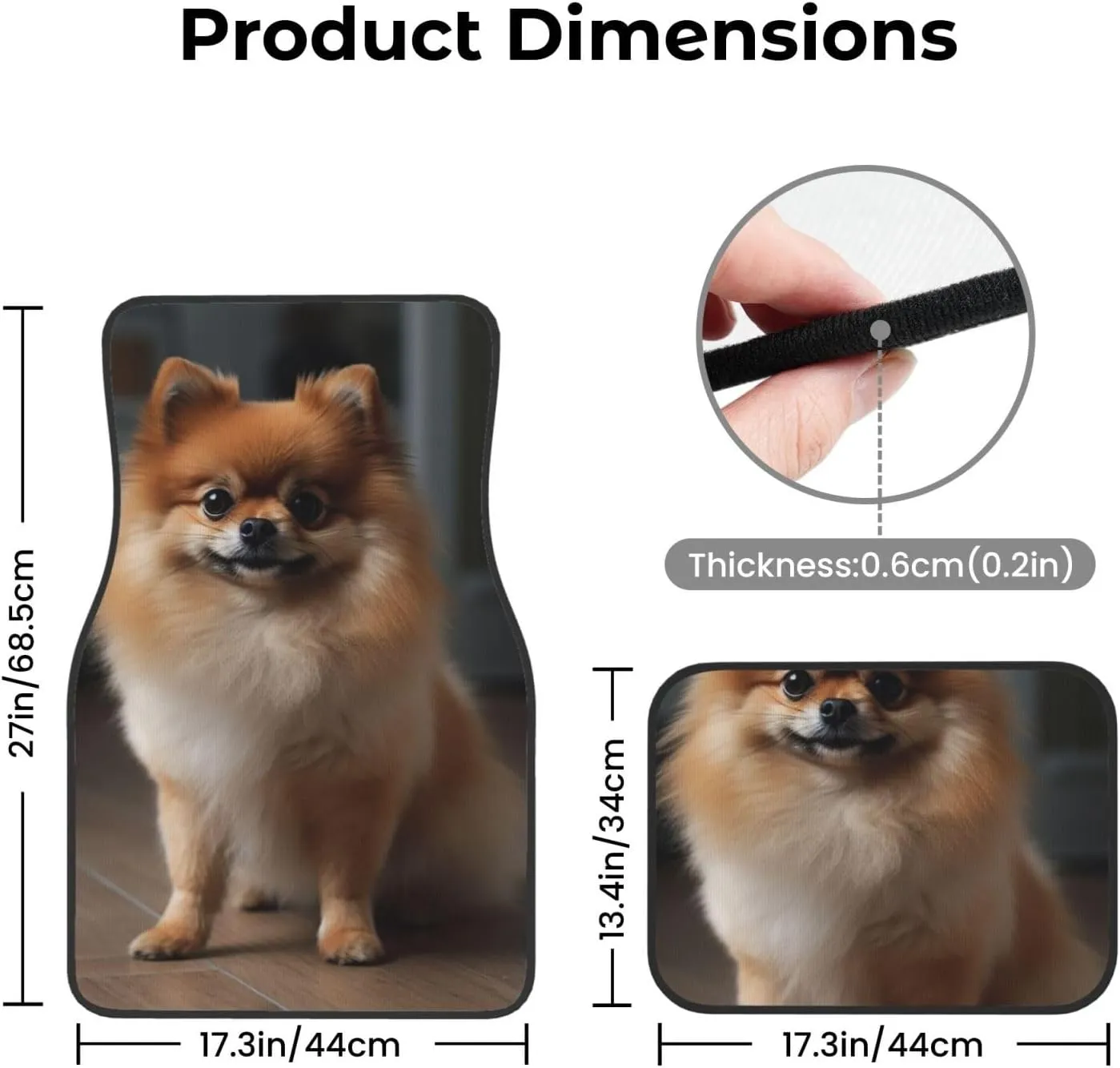Car Floor Mats All-Weather Front Rear Car Floor Foot Mat Sets of 4 Pieces Universal Car Foot Mat Pomeranian Dog on Wooden Floor Car Mats Non-Slip Automotive Floor Mats for SUV Vans sedans Trucks