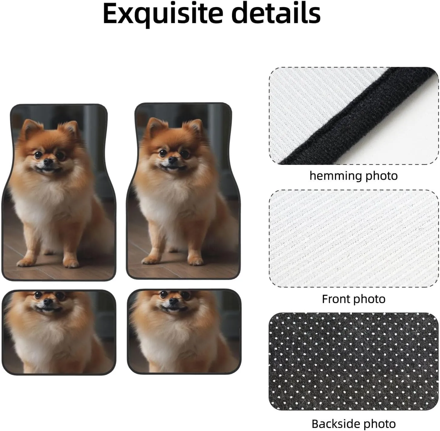 Car Floor Mats All-Weather Front Rear Car Floor Foot Mat Sets of 4 Pieces Universal Car Foot Mat Pomeranian Dog on Wooden Floor Car Mats Non-Slip Automotive Floor Mats for SUV Vans sedans Trucks