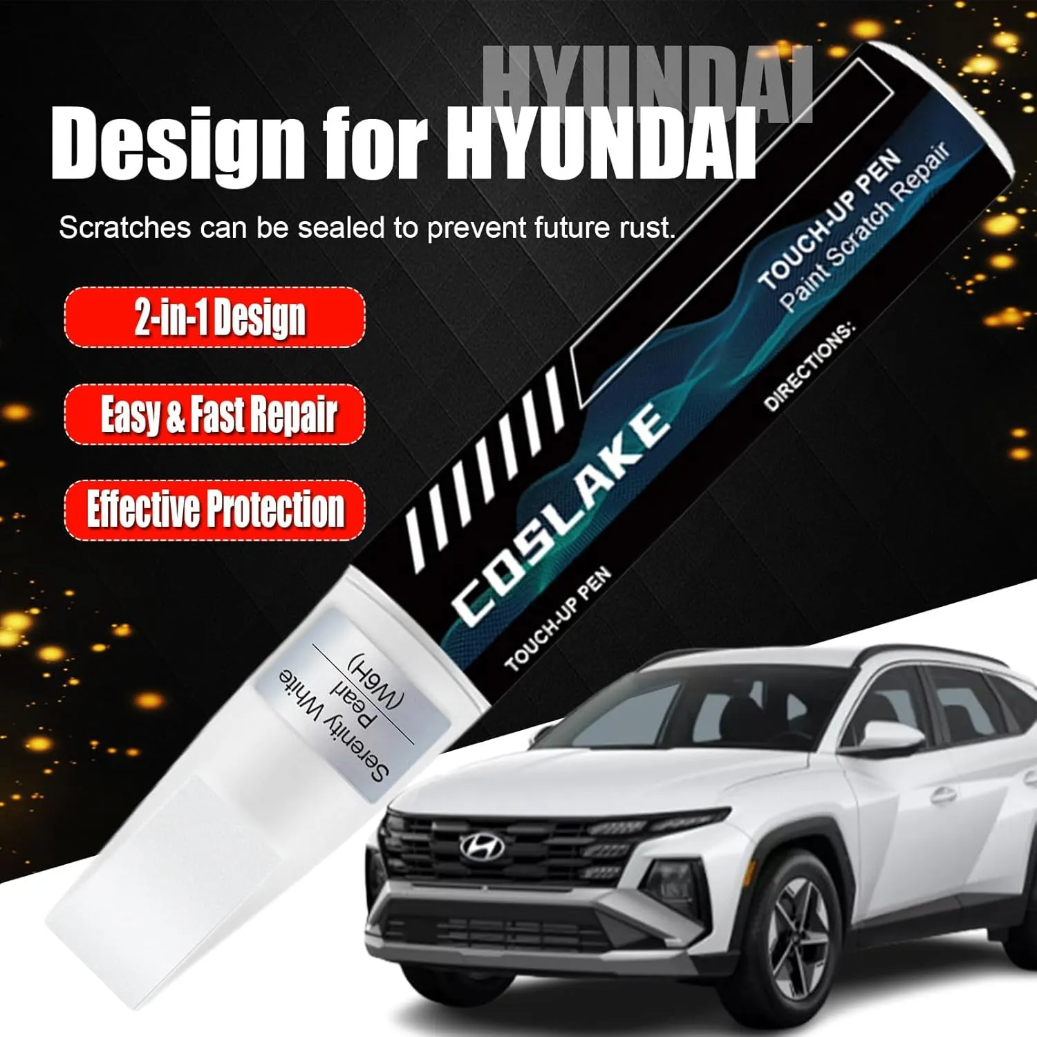 Car Touch Up Paint(Abyss Black(A2B)) for Hyundai, Car Paint Scratch Repair Kit, Quick & Easy Solution to Repair, 2 in 1 Scratch Remover Pen with Color-Matched