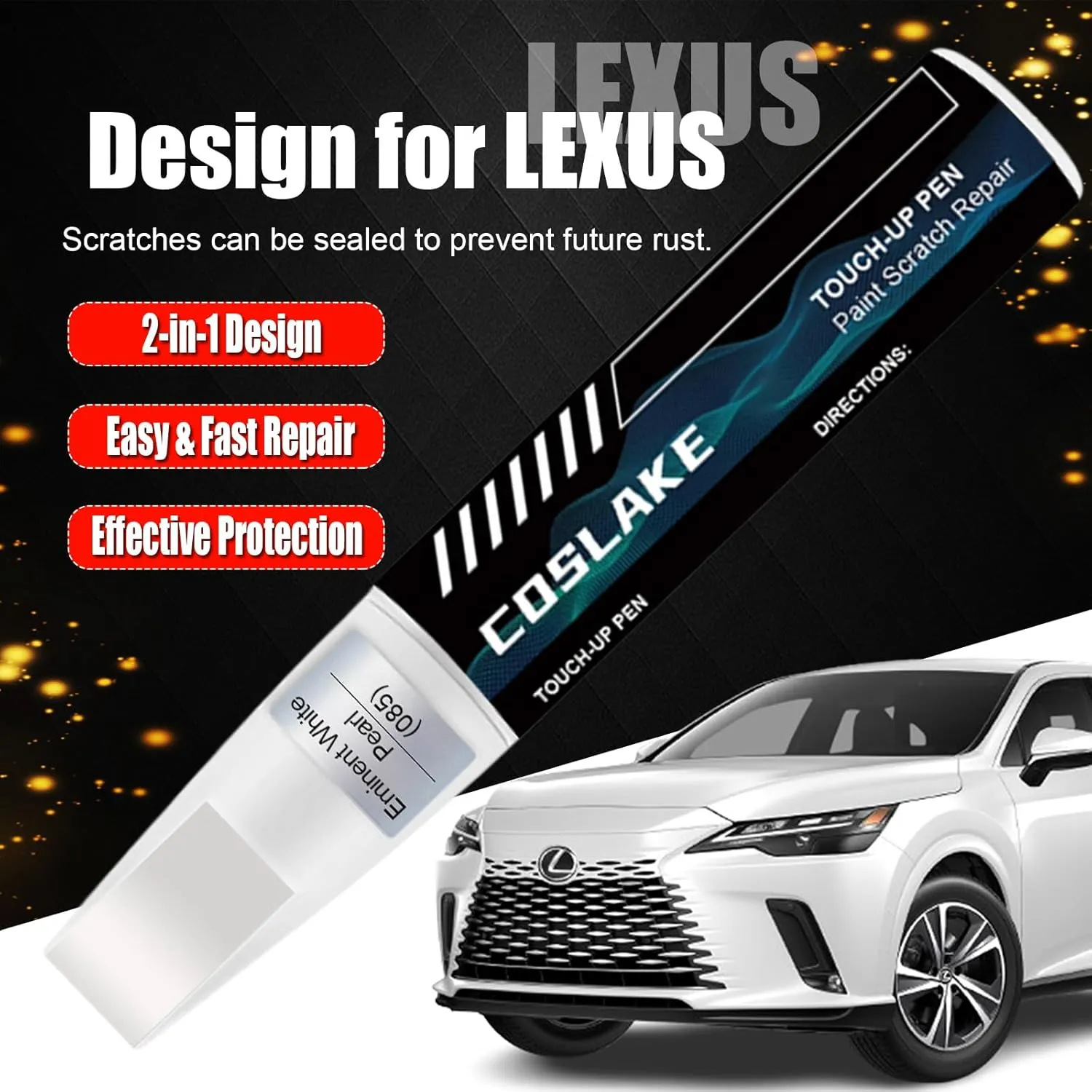Car Touch Up Paint(Atomic Silver(1J7)) for Lexus, Car Paint Scratch Repair Kit, Quick & Easy Solution to Repair, 2 in 1 Scratch Remover Pen with Color-Matched
