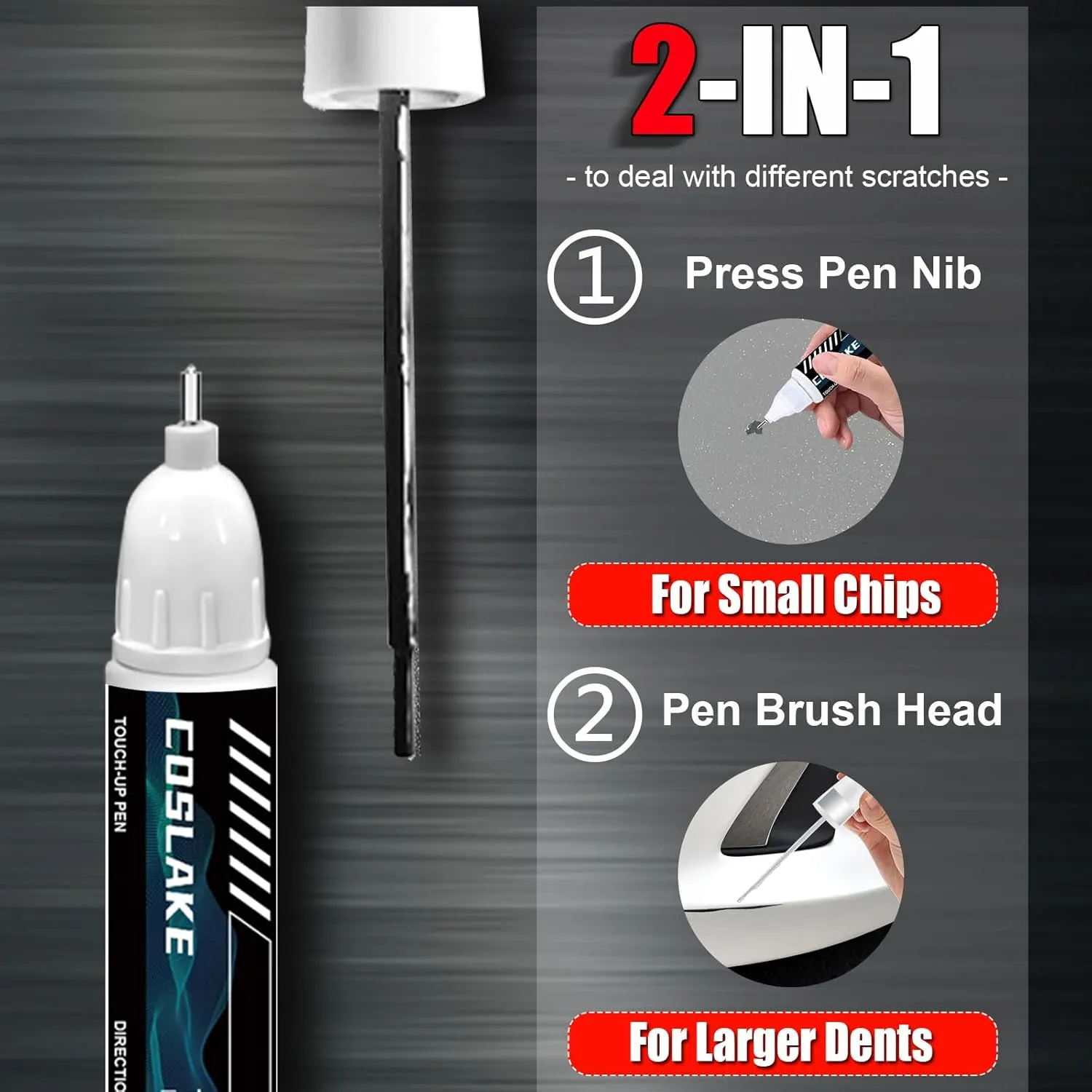 Car Touch Up Paint(Atomic Silver(1J7)) for Lexus, Car Paint Scratch Repair Kit, Quick & Easy Solution to Repair, 2 in 1 Scratch Remover Pen with Color-Matched